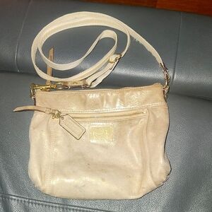 Beige Suede Coach Crossbody Purse